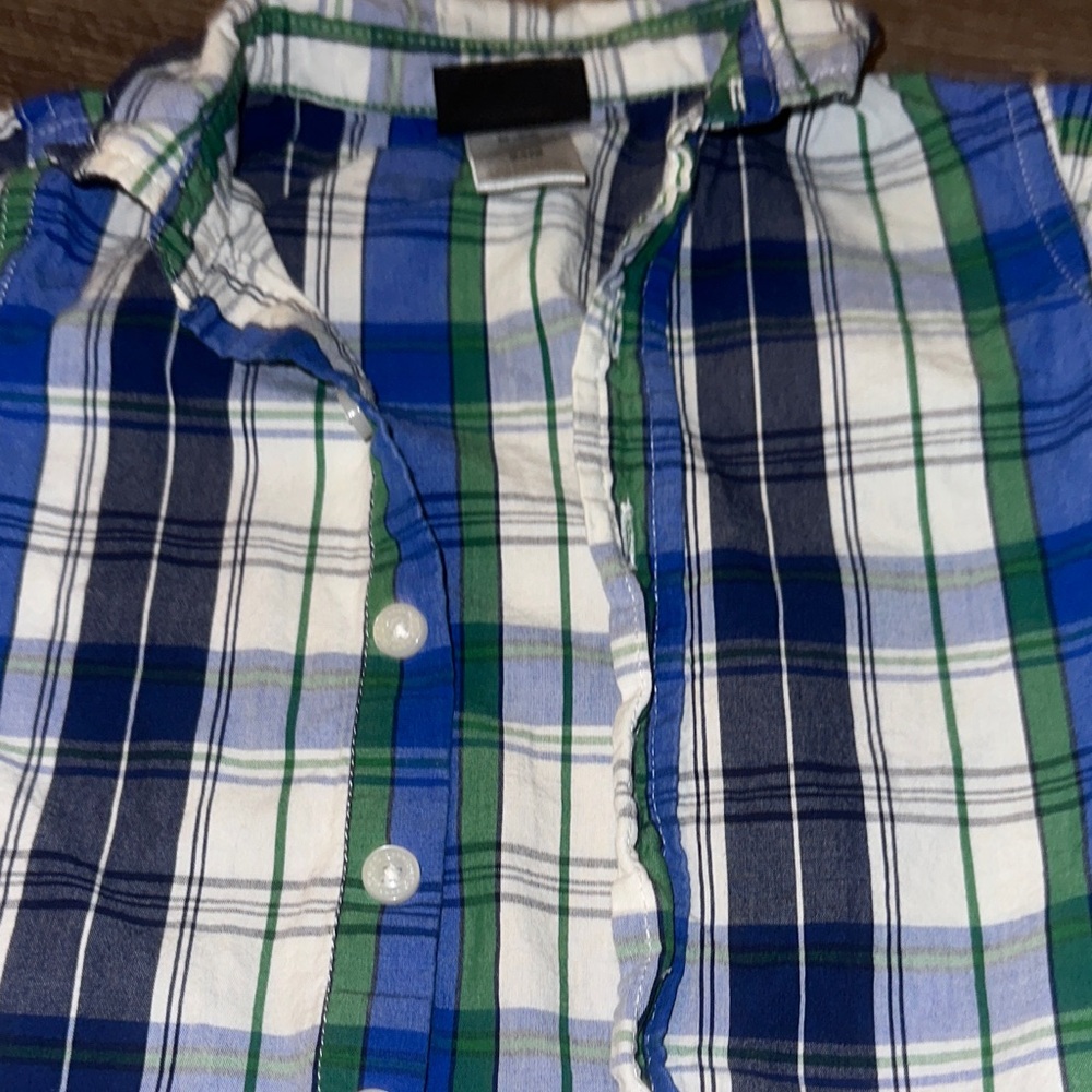 Boys Rock Plaid Shirt in Blue and Green